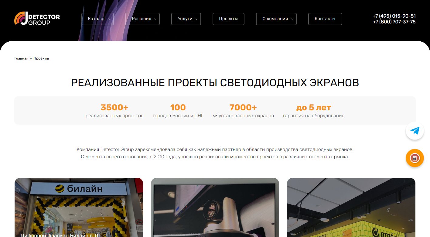 Реализованные проекты Detector Group